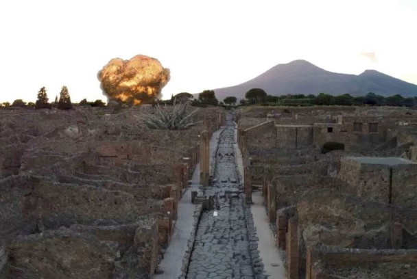 Bombardeo en Pompeya